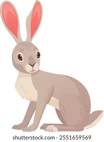 Cartoon hare character. Cute baby rabbit animal isolated on white background