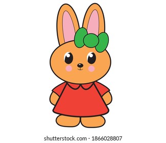 Cartoon hare in flat style in isolate on a white background. Vector illustration.