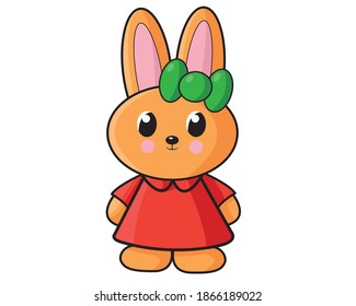 Cartoon hare in flat style in isolate on a white background. Vector illustration.