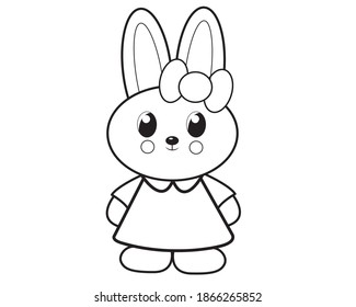 Cartoon hare in flat style in isolate on a white background. Vector illustration.
