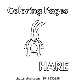 Cartoon hare Illustration. Vektorfarbige Buchseiten für Kinder
