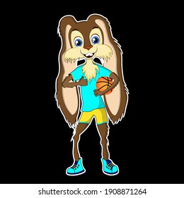 
cartoon hare rabbit sport basketball