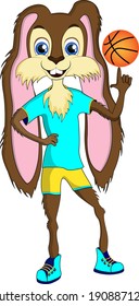
cartoon hare rabbit sport basketball