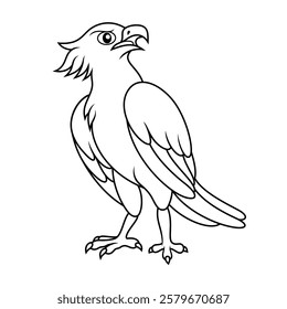 Cartoon harpy eagle bird line art