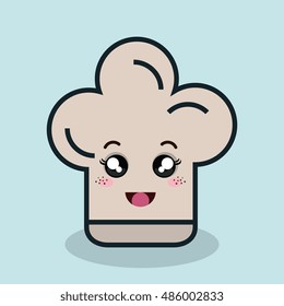 cartoon hat chef facial expression isolated icon design