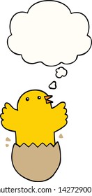 pájaro para incubar de dibujos animados con burbuja de pensamientos