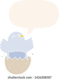 pollo para incubar con burbujas de habla en estilo retro