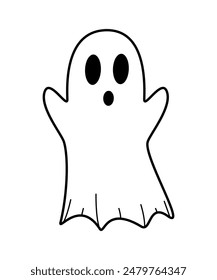 Cartoon haunted Halloween icon. Vector illustration of cute ghost character.