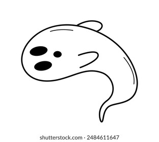 Cartoon haunted Halloween icon. Vector illustration of cute ghost character.