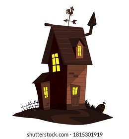 Cartoon haunted scary house. Vetor illustration isolated on white background