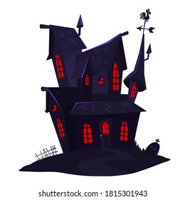 Cartoon haunted scary house. Vetor illustration isolated on white background