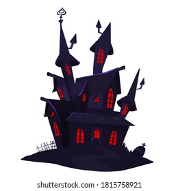 Cartoon haunted scary house. Vetor illustration isolated on white background