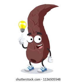 cartoon have an idea hair mascot on white background