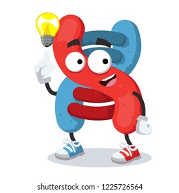 cartoon have an idea helix DNA mascot on white background