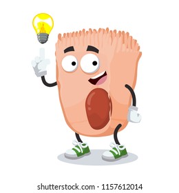 cartoon have an idea intestinal cell mascot on white background