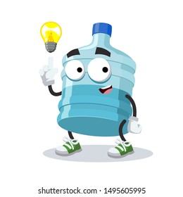 cartoon have an idea large plastic water bottle mascot on white background