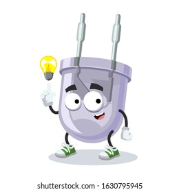 cartoon have an idea LED light diode lamp mascot on white background