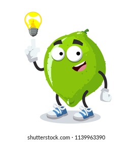 cartoon have an idea lime mascot on white background