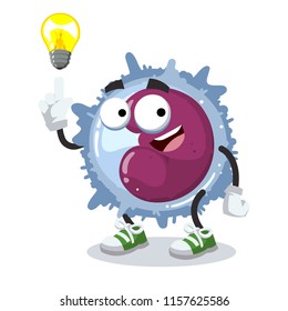 cartoon have an idea monocyte cell mascot on white background