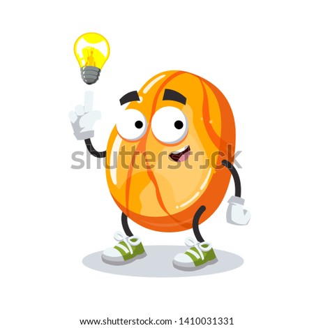 cartoon have an idea polished gemstone succinite amber mascot on white background