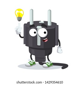 cartoon have an idea power plug type F mascot on white background