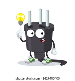 cartoon have an idea power plug type H mascot on white background