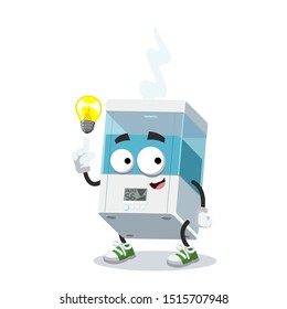 cartoon have an idea white electronic air humidifier mascot on white background