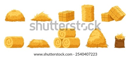 Similar – Image, Stock Photo Straw bales on harvested field with blue sky