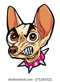 Cartoon Head Of Angry Chihuahua.