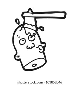cartoon head with axe in
