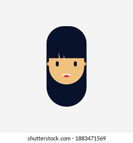 Cartoon head bangs girl vector graphics