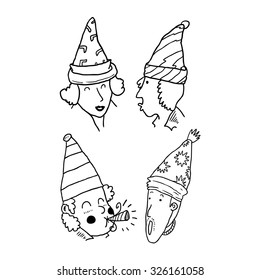 cartoon head with birthday hat 