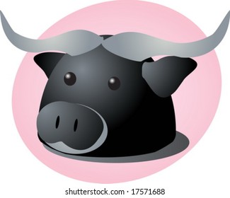 Cartoon head of a bison, cute animal illustration