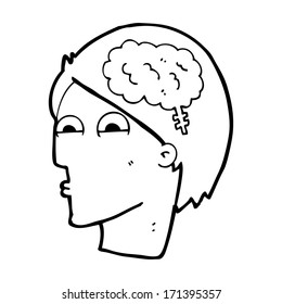 cabeza de caricatura con símbolo cerebral