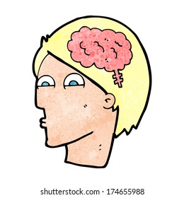 cabeza de caricatura con símbolo cerebral