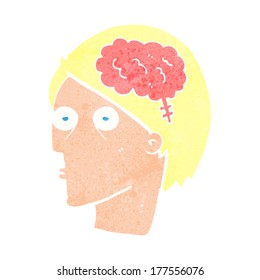 cabeza de caricatura con símbolo cerebral