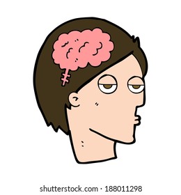 cartoon head with brain symbol