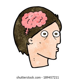 cabeza de caricatura con símbolo cerebral