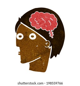 cabeza de caricatura con símbolo cerebral