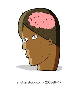 cabeza de caricatura con símbolo cerebral