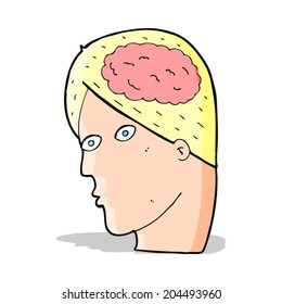 cartoon head with brain symbol
