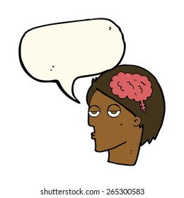 cartoon head with brain symbol with speech bubble
