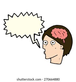 cartoon head with brain symbol with speech bubble