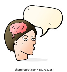 cartoon head with brain symbol with speech bubble