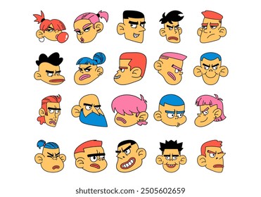 Cartoon Head Character Element Set