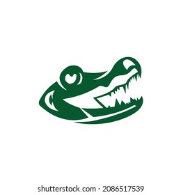 cartoon head crocodile logo vector design template with unique and hipster styles isolated on white background. 