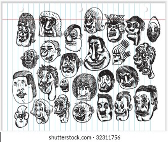 Cartoon Head Doodles - Vectors