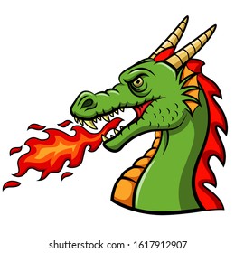 Cartoon Head Dragon Blowing Fire