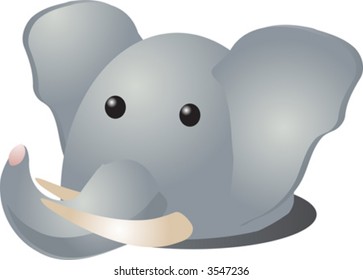Cartoon head of an elephant, isometric 3d illustration