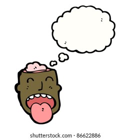 cartoon head with exposed brain